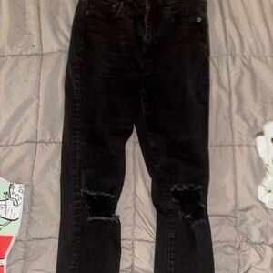American Eagle Outfitters Black Skinny Jeans with Knee Distress